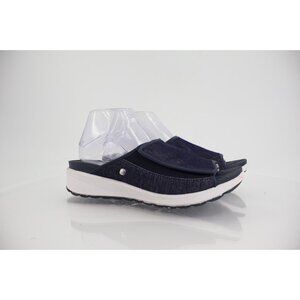 Bzees Women's Galaxy Sandals 8.5 Wedge Heel Slip On Blue Textile Casual Comfy